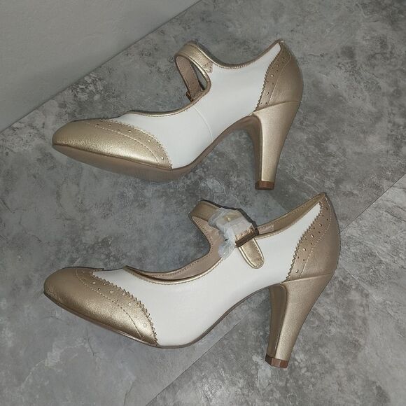 J. Adams Retro Style Womens Size 7 Mary Jane Heels Pin up Oxford Shoes - Picture 9 of 10
